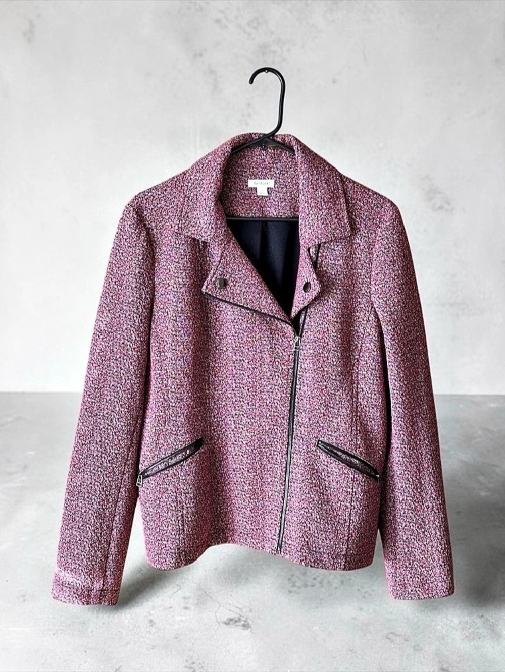 Westport Tweed Moto Jacket in Pink & Black Like New